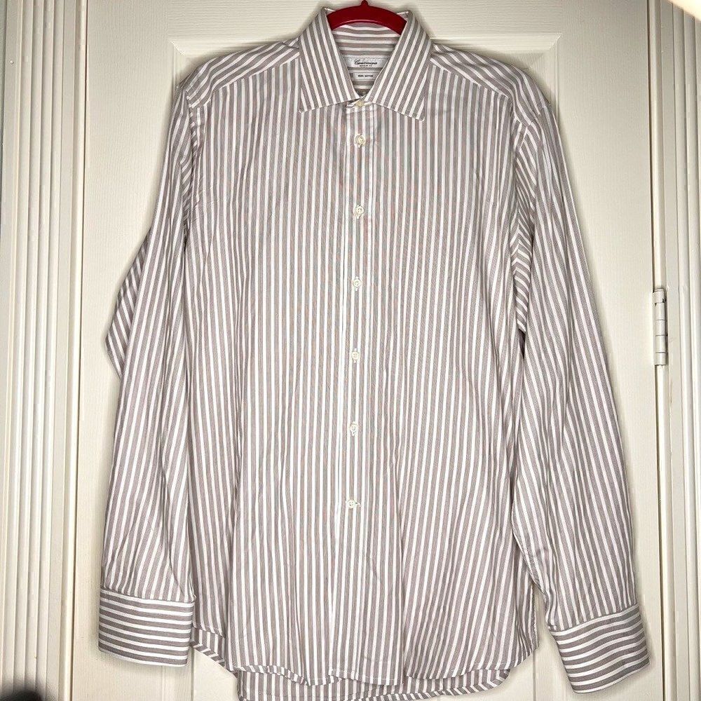 Camicissima Men's Striped Cotton Long Sleeve Button Down Dress Shirt sz 41/16